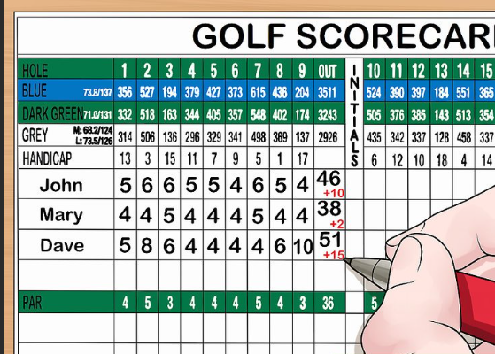 Golf scorecard being filled out