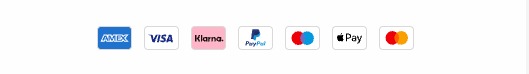 Zahlungsmethoden: American Express, Visa, Klarna, PayPal, Maestro, Apple Pay, Mastercard