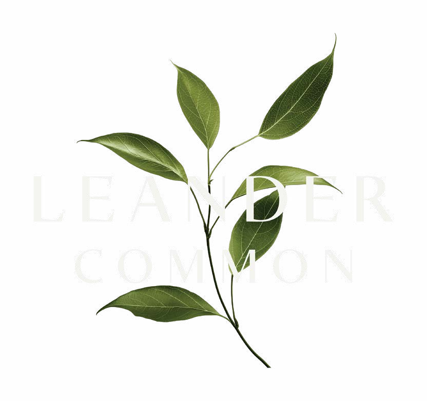Leander Common logotype with leafy stem