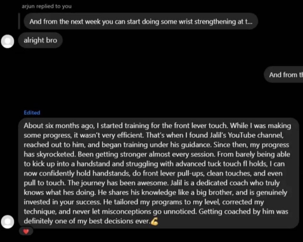 Client WhatsApp message
