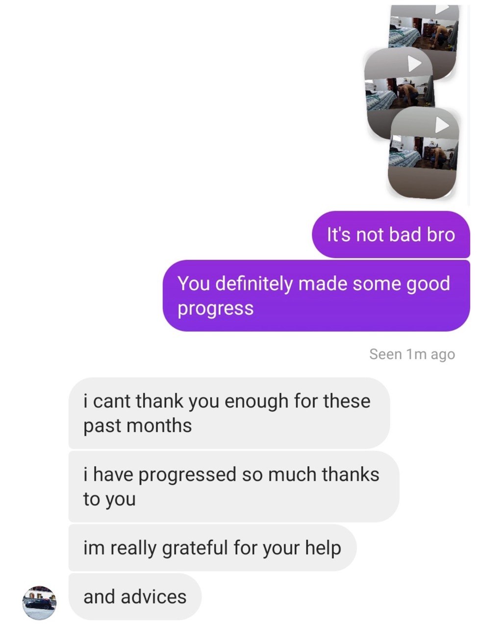 Client WhatsApp message