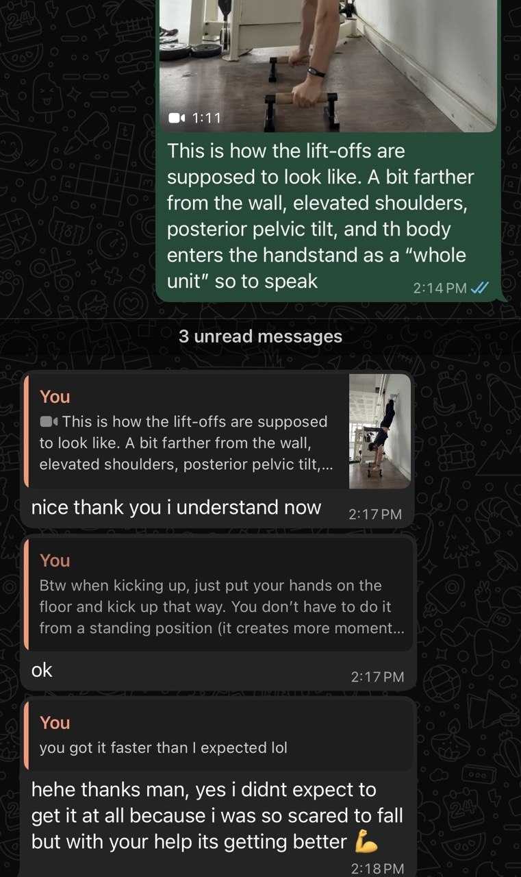 Client WhatsApp message