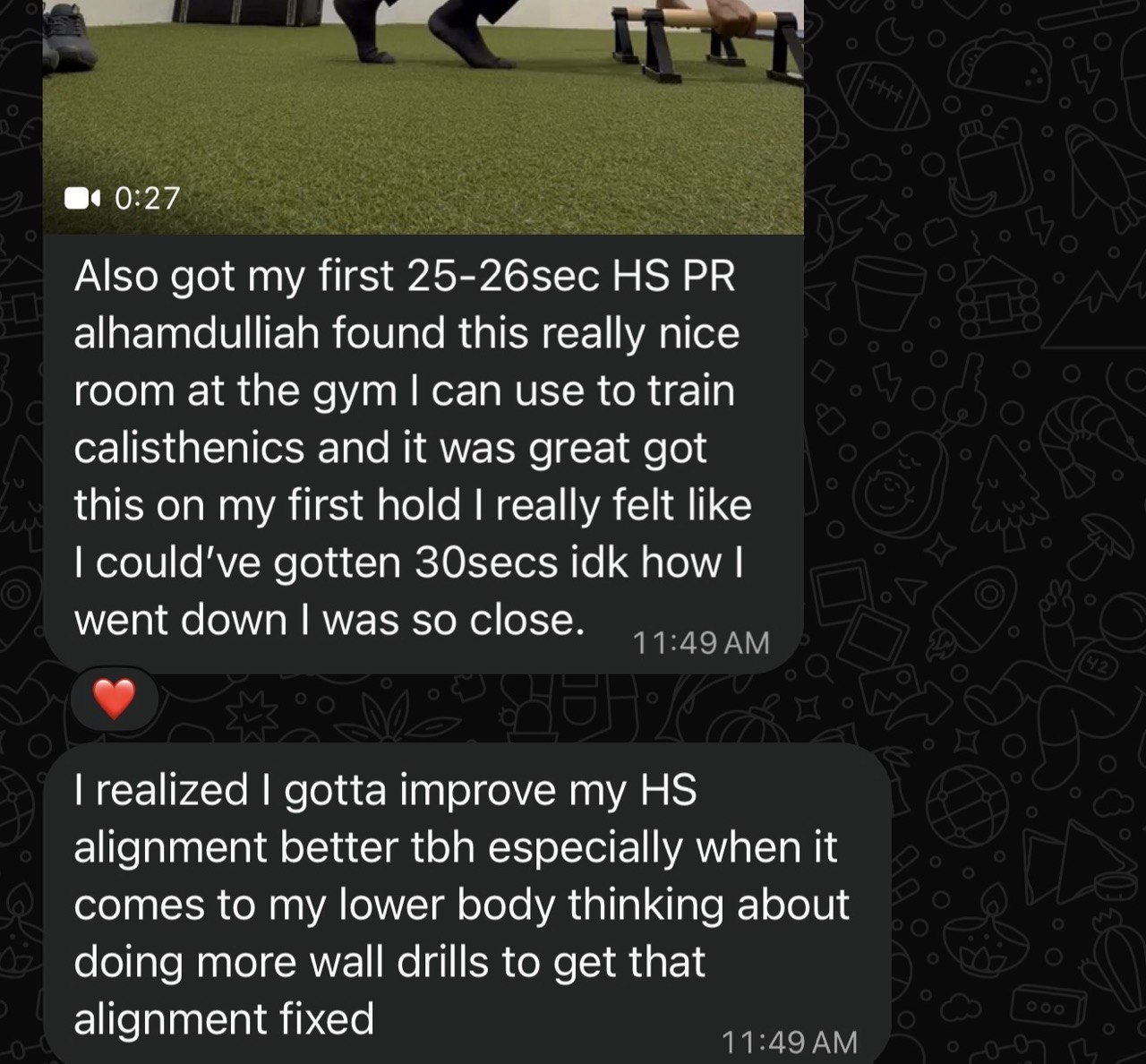 Client WhatsApp message